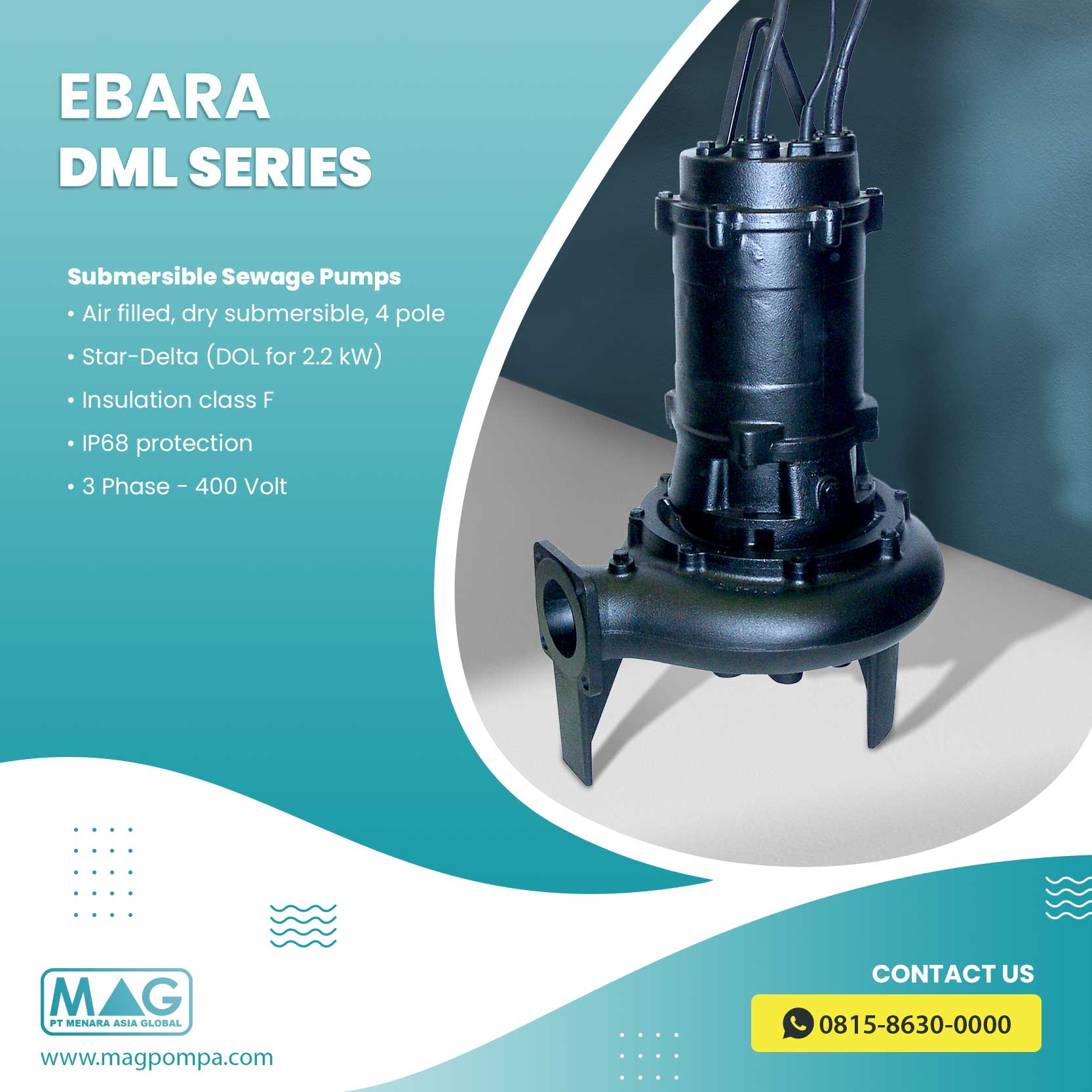 Ebara DML 3 Phase Submersible Sewage Pumps